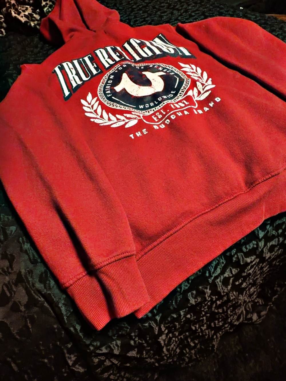 True Religion Red Crewneck Sweatshirt with Logo Graphic
